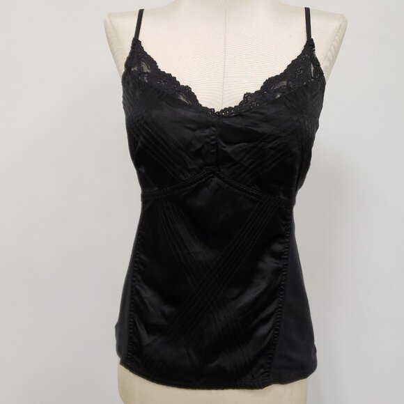 Apt 9 Womens Y2K Lace Trim Babydoll Top Size L Petite Dark Romantic Stretch - Picture 1 of 10